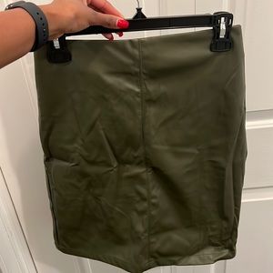 Shein Dark Green Leather Skirt with Zipper
